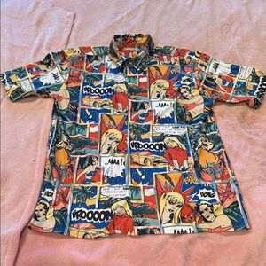 Vibrant Comic Print Men's Casual Shirt